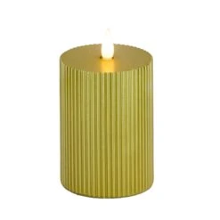 4 In. By 8 In. HGTV Home Collection Flameless Georgetown Pillar Candle, Gold