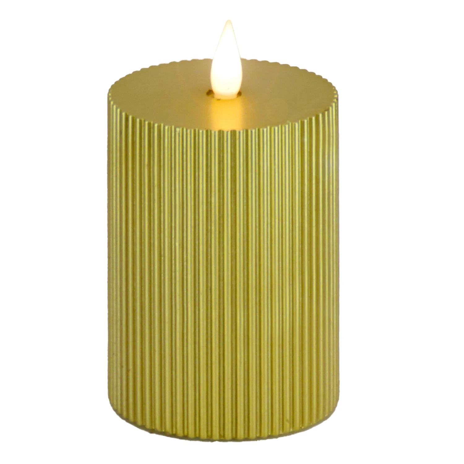 5 In. By 9in. HGTV Home Collection Flameless Georgetown Pillar Candle, Gold 1 5 In. By 9in. HGTV Home Collection Flameless Georgetown Pillar Candle, Gold
