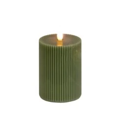 3 In. By 5 In. HGTV Home Collection Flameless Georgetown Pillar Candle, Dk Green