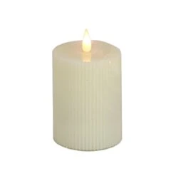3 In. By 5 In. HGTV Home Collection Flameless Georgetown Pillar Candle, Ivory