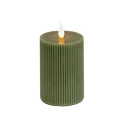 3 In. By 7 In. HGTV Home Collection Flameless Georgetown Pillar Candle, Dk Green