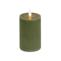 3 In. By 9 In. HGTV Home Collection Flameless Georgetown Pillar Candle, Dk Green