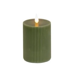 4 In. By 6 In. HGTV Home Collection Flameless Georgetown Pillar Candle, Dk Green