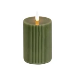 4 In. By 8 In. HGTV Home Collection Flameless Georgetown Pillar Candle, Dk Green