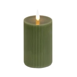 4 In. By 10 In. HGTV Home Collection Flameless Georgetown Pillar Candle, Dk Green