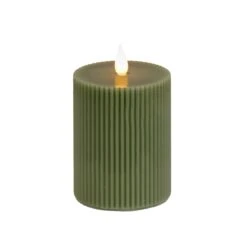 5 In. By 7 In. HGTV Home Collection Flameless Georgetown Pillar Candle, Dk Green