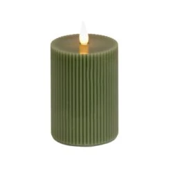 5 In. By 9in. HGTV Home Collection Flameless Georgetown Pillar Candle, Dk Green