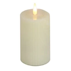 5 In. By 9in. HGTV Home Collection Flameless Georgetown Pillar Candle, Ivory