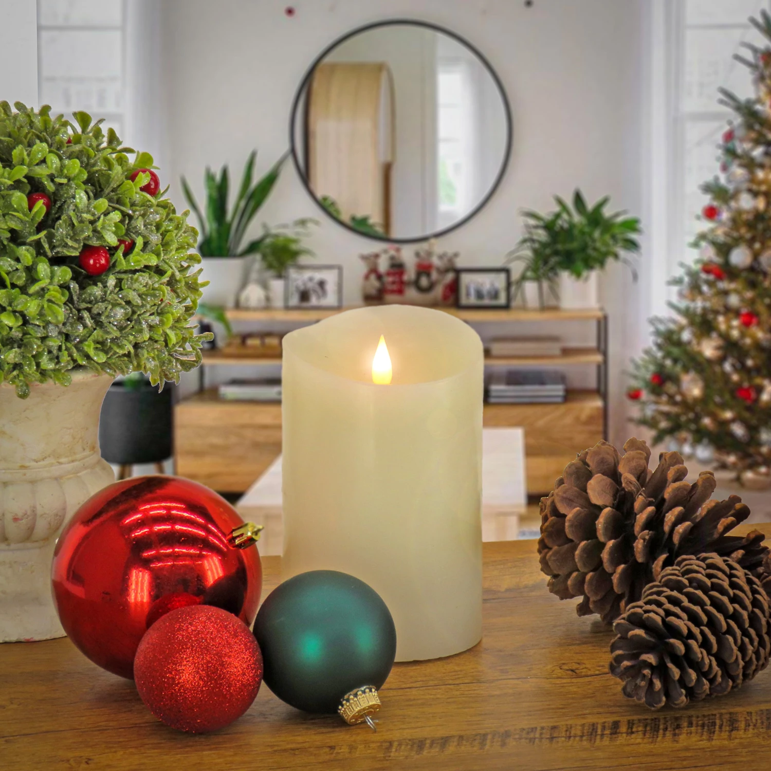 4 In. By 6 In. HGTV Home Collection Flameless Heritage Pillar Candle, Ivory 2 4 In. By 6 In. HGTV Home Collection Flameless Heritage Pillar Candle, Ivory - Image 2