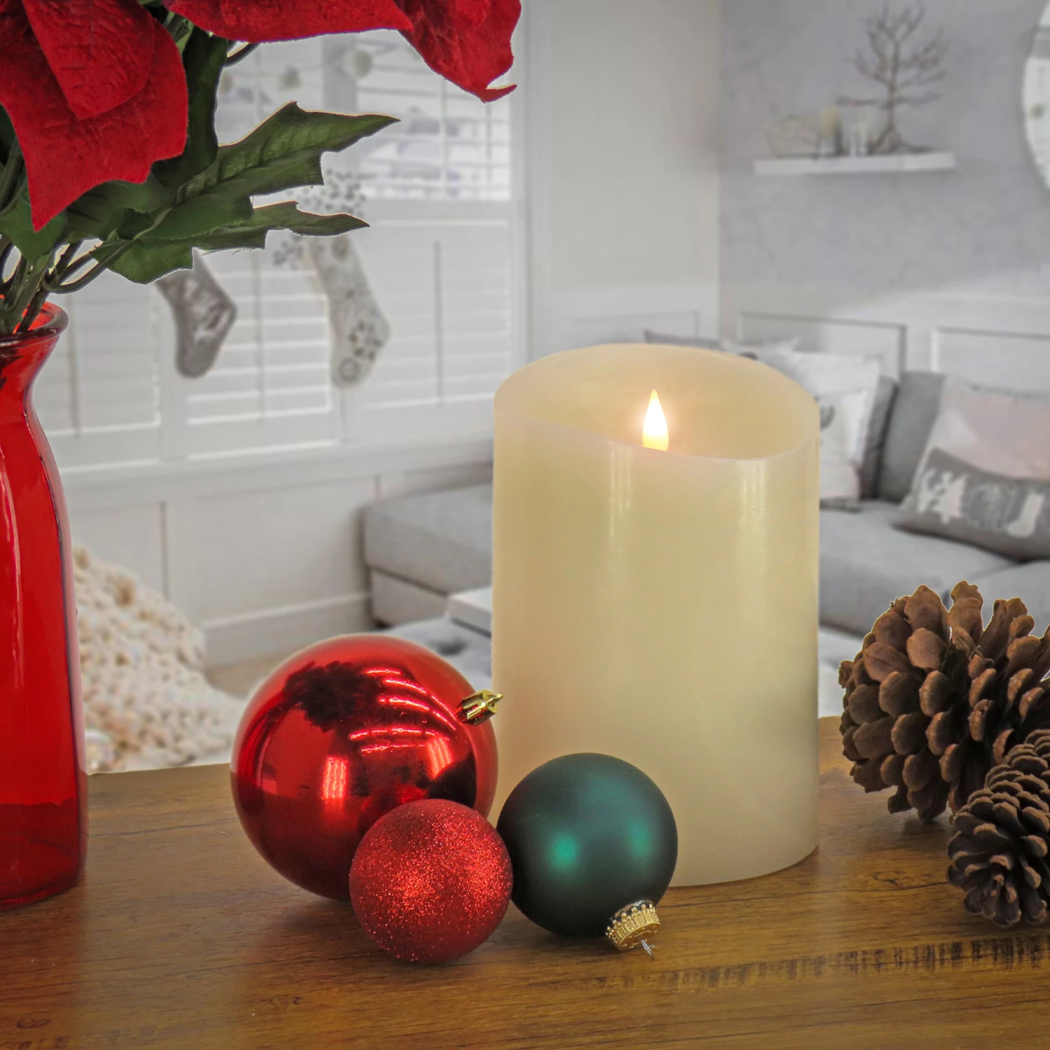 5 In. By 7 In. HGTV Home Collection Flameless Heritage Pillar Candle, Ivory 2 5 In. By 7 In. HGTV Home Collection Flameless Heritage Pillar Candle, Ivory - Image 2