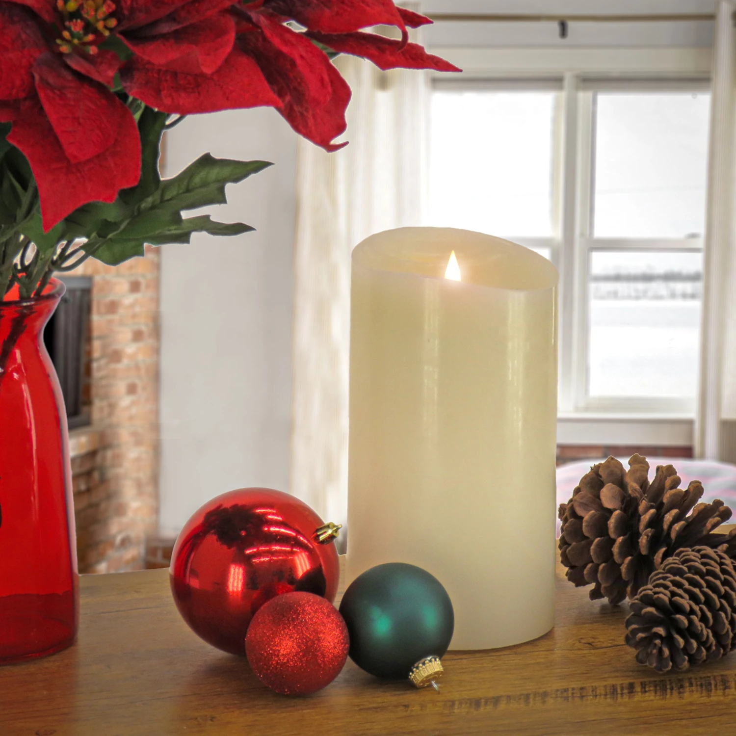 5 In. By 9in. HGTV Home Collection Flameless Heritage Pillar Candle, Ivory 2 5 In. By 9in. HGTV Home Collection Flameless Heritage Pillar Candle, Ivory - Image 2