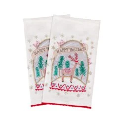 18 In. HGTV Home Collection Christmas Snow Globe Guest Towel Pair