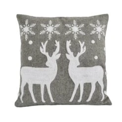 18 In. HGTV Home Collection Reindeer And Snowflakes Pillow