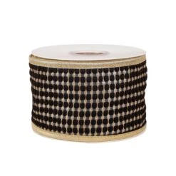 3 In. HGTV Home Collection Carmel Jacquard Double-Sided Ribbon, Black