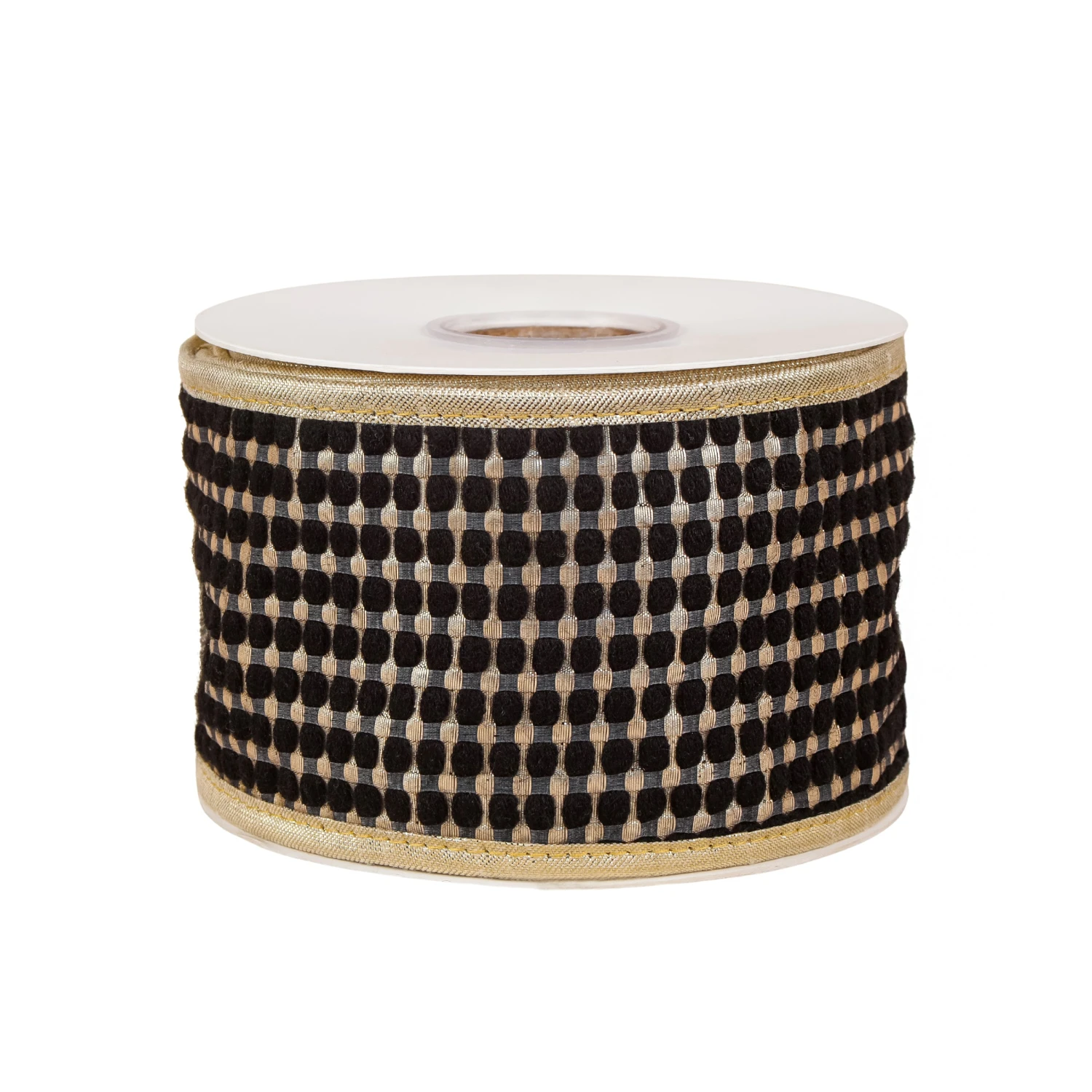 3 In. HGTV Home Collection Carmel Jacquard Double-Sided Ribbon, Black 1 3 In. HGTV Home Collection Carmel Jacquard Double-Sided Ribbon, Black