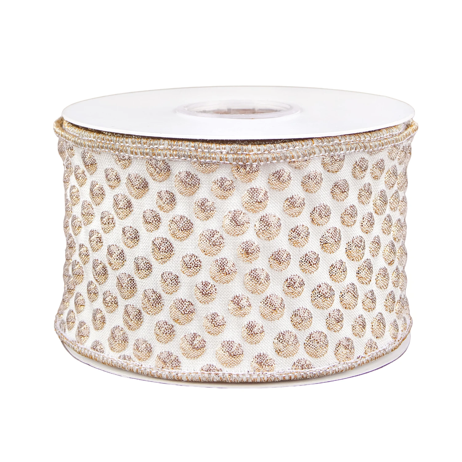 3 In. HGTV Home Collection Rainer Jacquard Tissue Back Ribbon, Gold 1 3 In. HGTV Home Collection Rainer Jacquard Tissue Back Ribbon, Gold