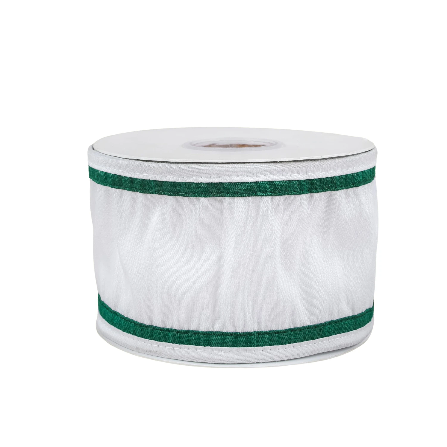 3 In. HGTV Home Collection Dupioni Double-Sided Ribbon, White & Green 1 3 In. HGTV Home Collection Dupioni Double-Sided Ribbon, White & Green