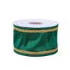 3 In. HGTV Home Collection Dupioni Double-Sided Ribbon, Green & Gold