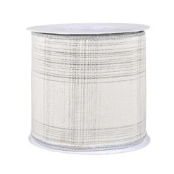 3 In. HGTV Home Collection Double-Fused Silver Plaid Ribbon