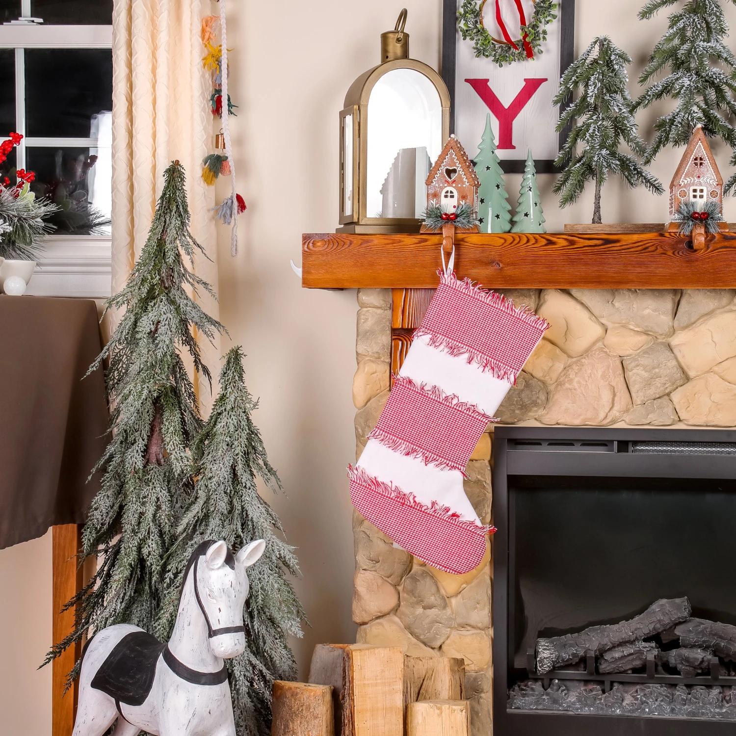 18 In. HGTV Home Collection Ric Rac Border Stocking 2 18 In. HGTV Home Collection Ric Rac Border Stocking - Image 2
