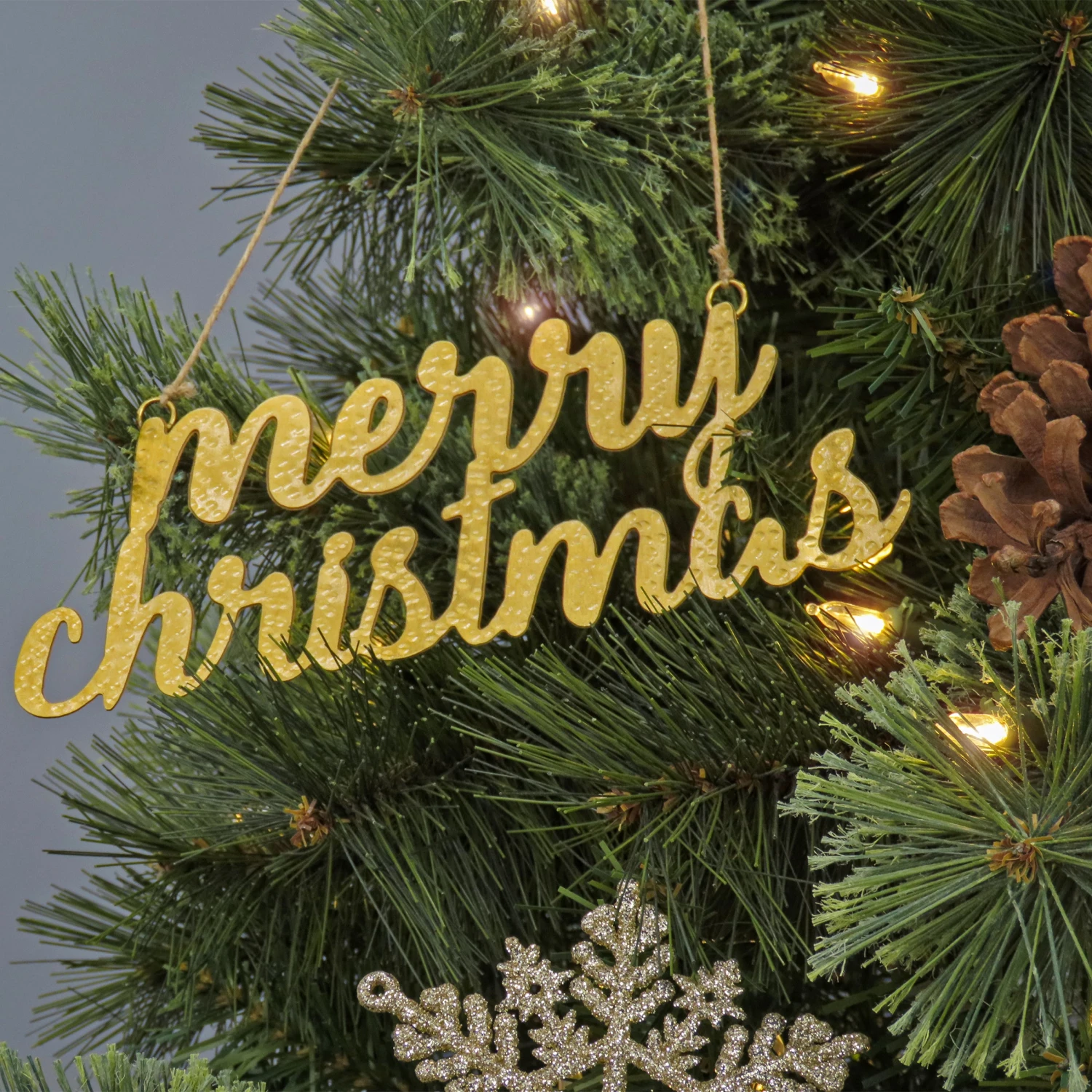 9 In. HGTV Home Collection Merry Christmas Metal Ornament Set 2 9 In. HGTV Home Collection Merry Christmas Metal Ornament Set - Image 2