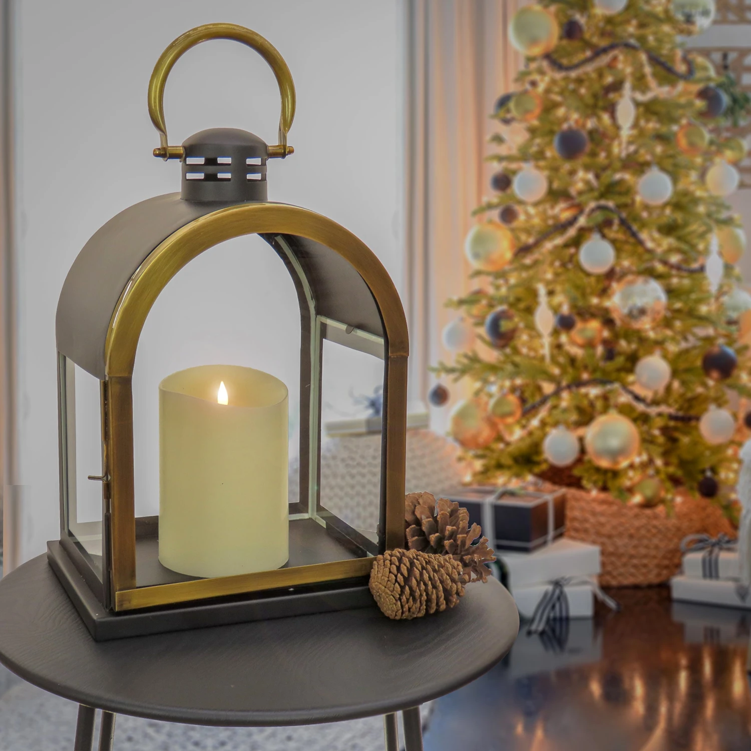 18 In. HGTV Home Collection Antique Bronze Dome Lantern, Small 2 18 In. HGTV Home Collection Antique Bronze Dome Lantern, Small - Image 2