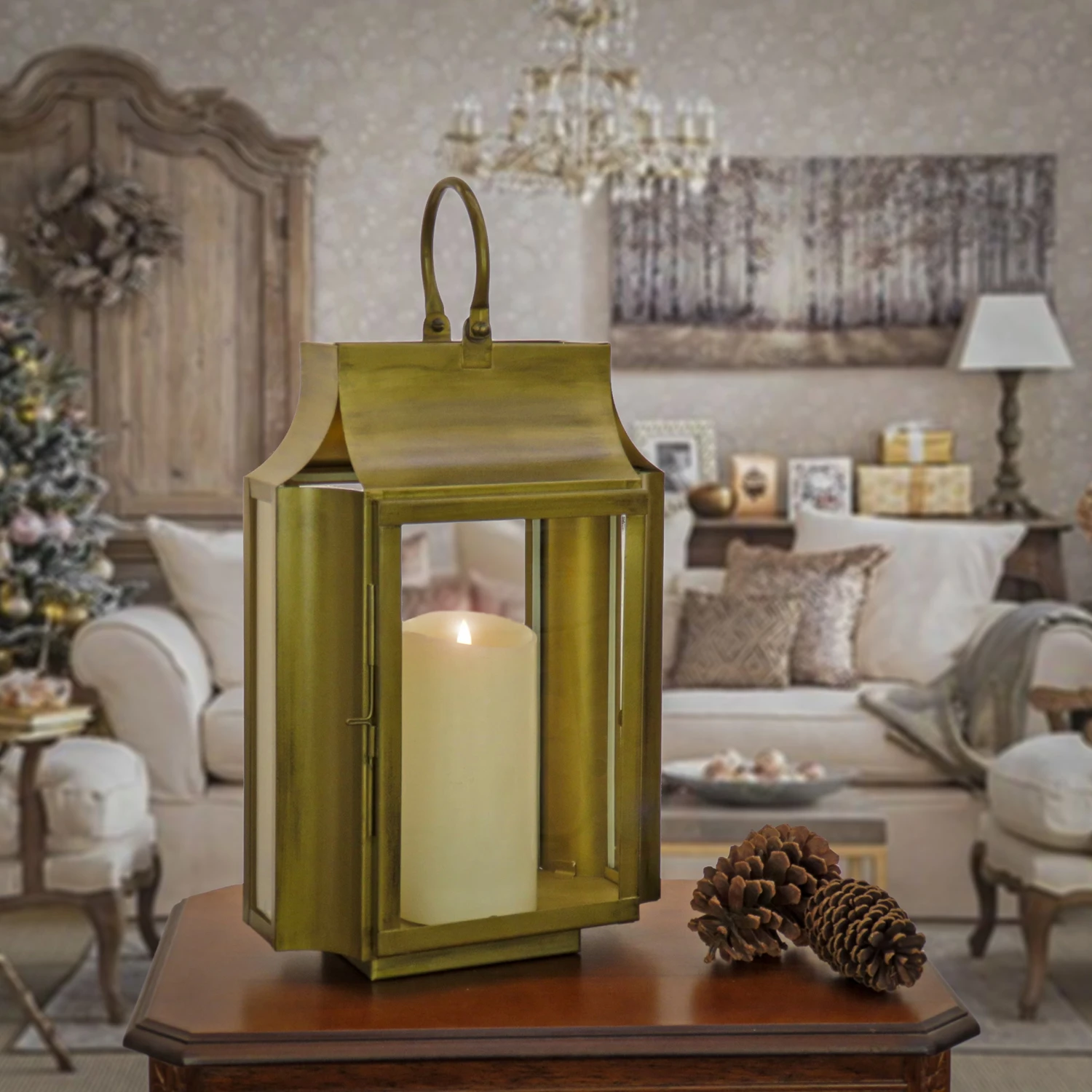18 In. HGTV Home Collection Antique Bronze Lantern, Small 2 18 In. HGTV Home Collection Antique Bronze Lantern, Small - Image 2