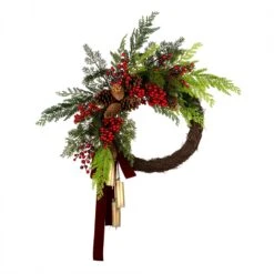 24 In. Christmas Joy Chimes Wreath