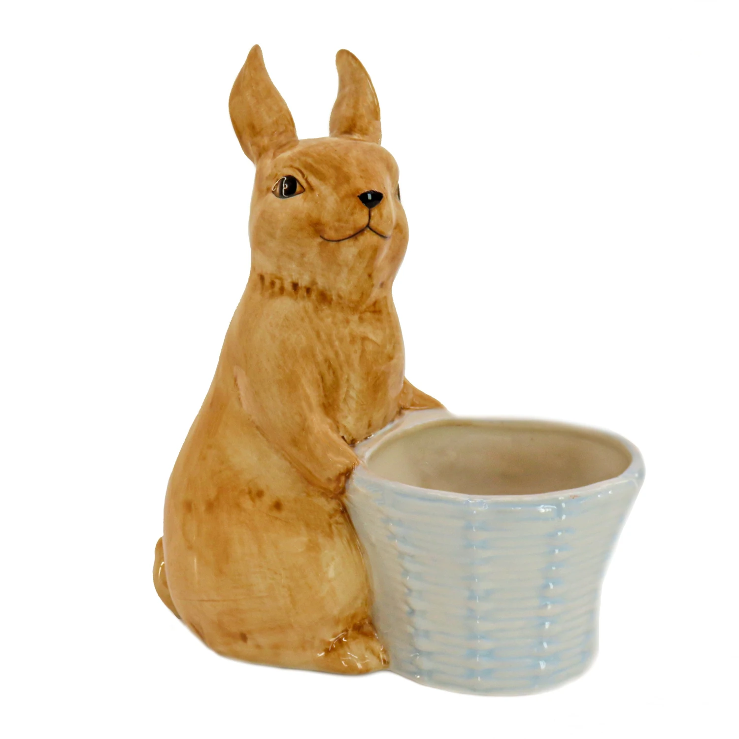 11 In. Ceramic Bunny With Basket Table Decoration 1 11 In. Ceramic Bunny With Basket Table Decoration