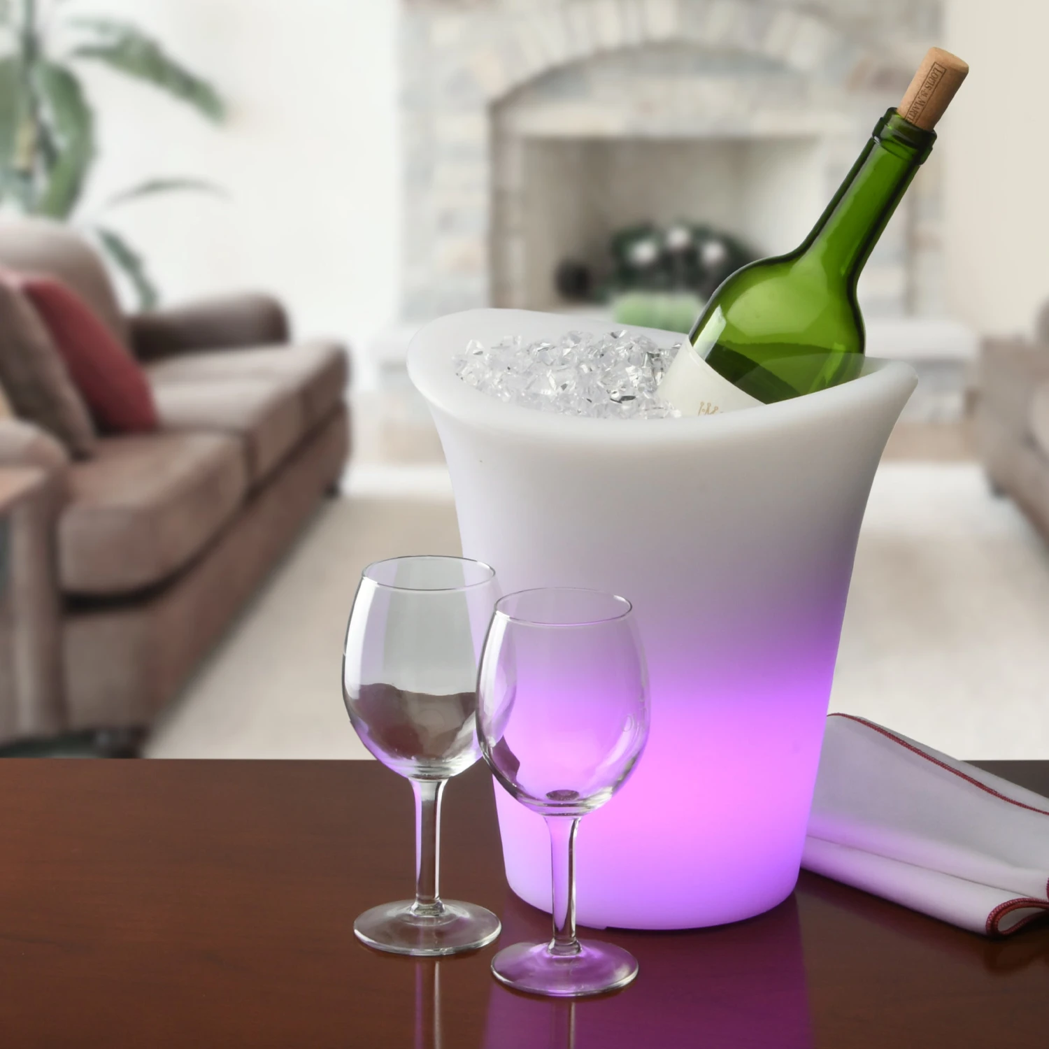 10 In. Ice Bucket With Color Changing LED Lights 2 10 In. Ice Bucket With Color Changing LED Lights - Image 2