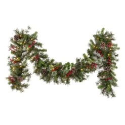 9 Ft. Iced Berry Pine Garland With LED Lights 10 9 Ft. Iced Berry Pine Garland With LED Lights -Christmas Trees Sales IP8 300 9B B 1