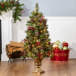 4 Ft. Pre-Lit Iced Berry Pine Entrance Tree With Clear Lights 11 4 Ft. Pre-Lit Iced Berry Pine Entrance Tree With Clear Lights -Christmas Trees Sales IP8 306 40 2