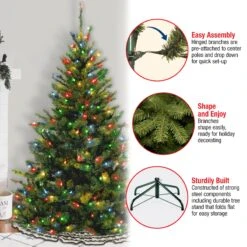 6 Ft. Pre-Lit Kincaid Spruce Tree With Multicolor Lights 12 6 Ft. Pre-Lit Kincaid Spruce Tree With Multicolor Lights -Christmas Trees Sales KCDR 60RLO Features