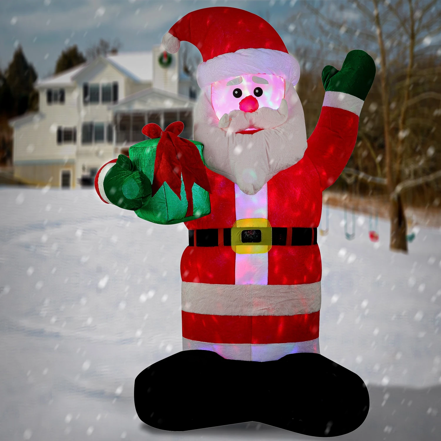 8 Ft. Inflatable Santa With Gift With LED Lights 2 8 Ft. Inflatable Santa With Gift With LED Lights - Image 2