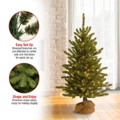 4 Ft. Pre-Lit Kensington Fir Tree In A Burlap Sack With Clear Lights -Christmas Trees Sales KNT3 306 40 Features a30a1fde 74d0 447c 9074 da1a4297e2ac
