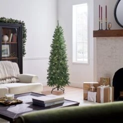 6 Ft. Pre-Lit Kingswood Fir Pencil Tree With Clear Lights 15 6 Ft. Pre-Lit Kingswood Fir Pencil Tree With Clear Lights -Christmas Trees Sales KW7 300 60 Lifestyle