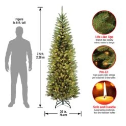 7.5 Ft. Pre-Lit Kingswood Fir Pencil Tree With Clear Lights -Christmas Trees Sales KW7 300 75 Dim