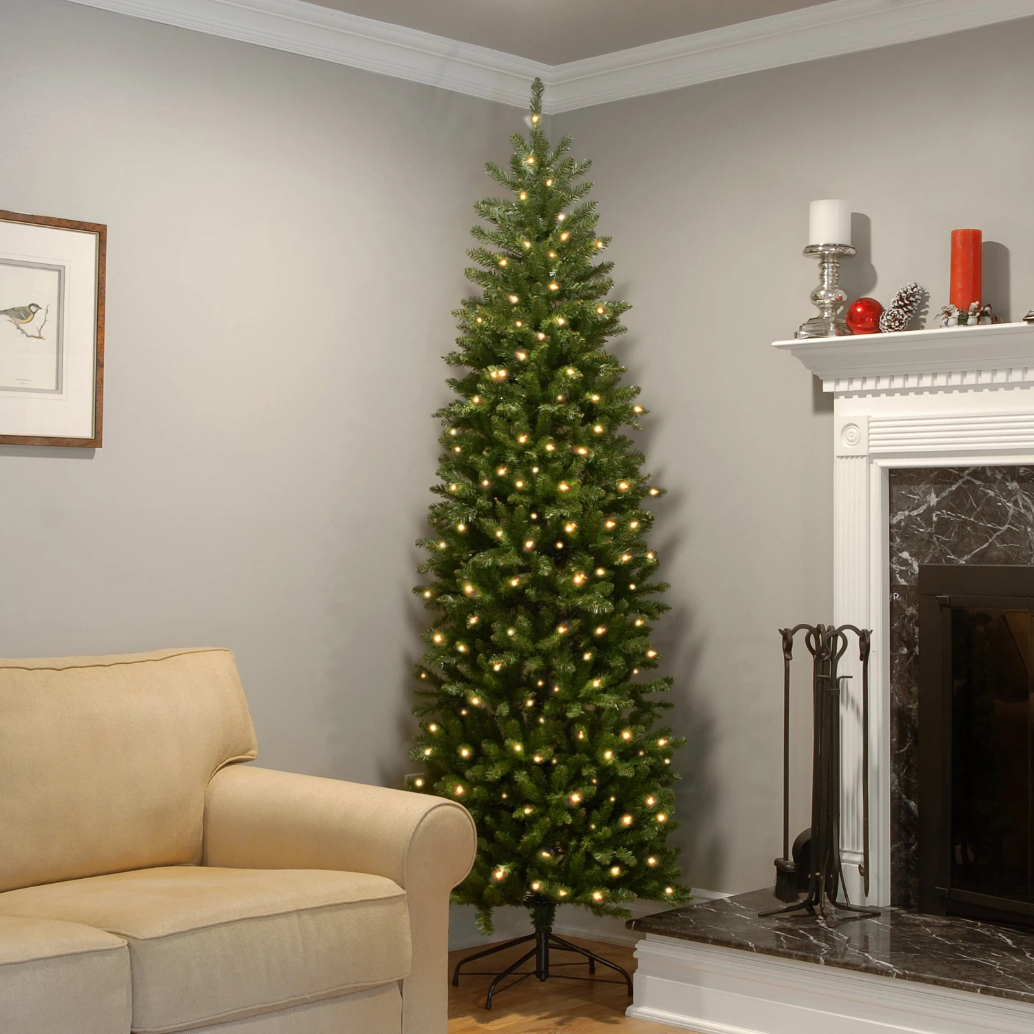 9 Ft. Pre-Lit Kingswood Fir Pencil Tree With Clear Lights 11 9 Ft. Pre-Lit Kingswood Fir Pencil Tree With Clear Lights - Image 11