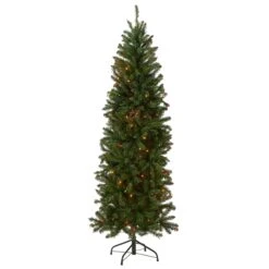 6.5 Ft. Pre-Lit Kingswood Fir Pencil Tree With Multicolor Lights