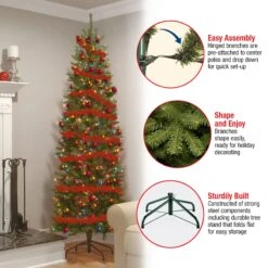 7.5 Ft. Pre-Lit Kingswood Fir Pencil Tree With Multicolor Lights -Christmas Trees Sales KW7 313 75 Features d83b3f67 aba2 4e86 8ba4 5cb29464b0f6