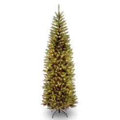 7 Ft. Pre-Lit Kingswood Fir Pencil Tree With Power Connect Dual Color LED Lights