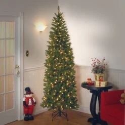 7.5 Ft. Pre-Lit Kingswood Fir Slim Tree With PowerConnect Dual Color LED Lights 7 7.5 Ft. Pre-Lit Kingswood Fir Slim Tree With PowerConnect Dual Color LED Lights -Christmas Trees Sales KW7 D52 75 2