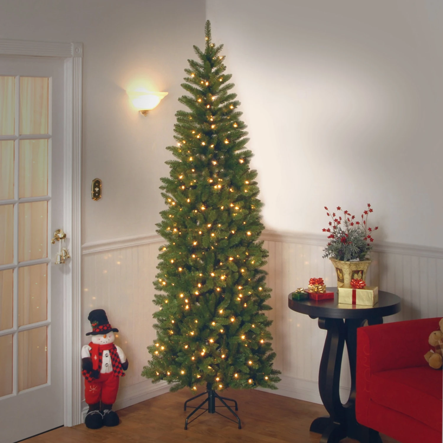 7.5 Ft. Pre-Lit Kingswood Fir Slim Tree With PowerConnect Dual Color LED Lights 4 7.5 Ft. Pre-Lit Kingswood Fir Slim Tree With PowerConnect Dual Color LED Lights - Image 4