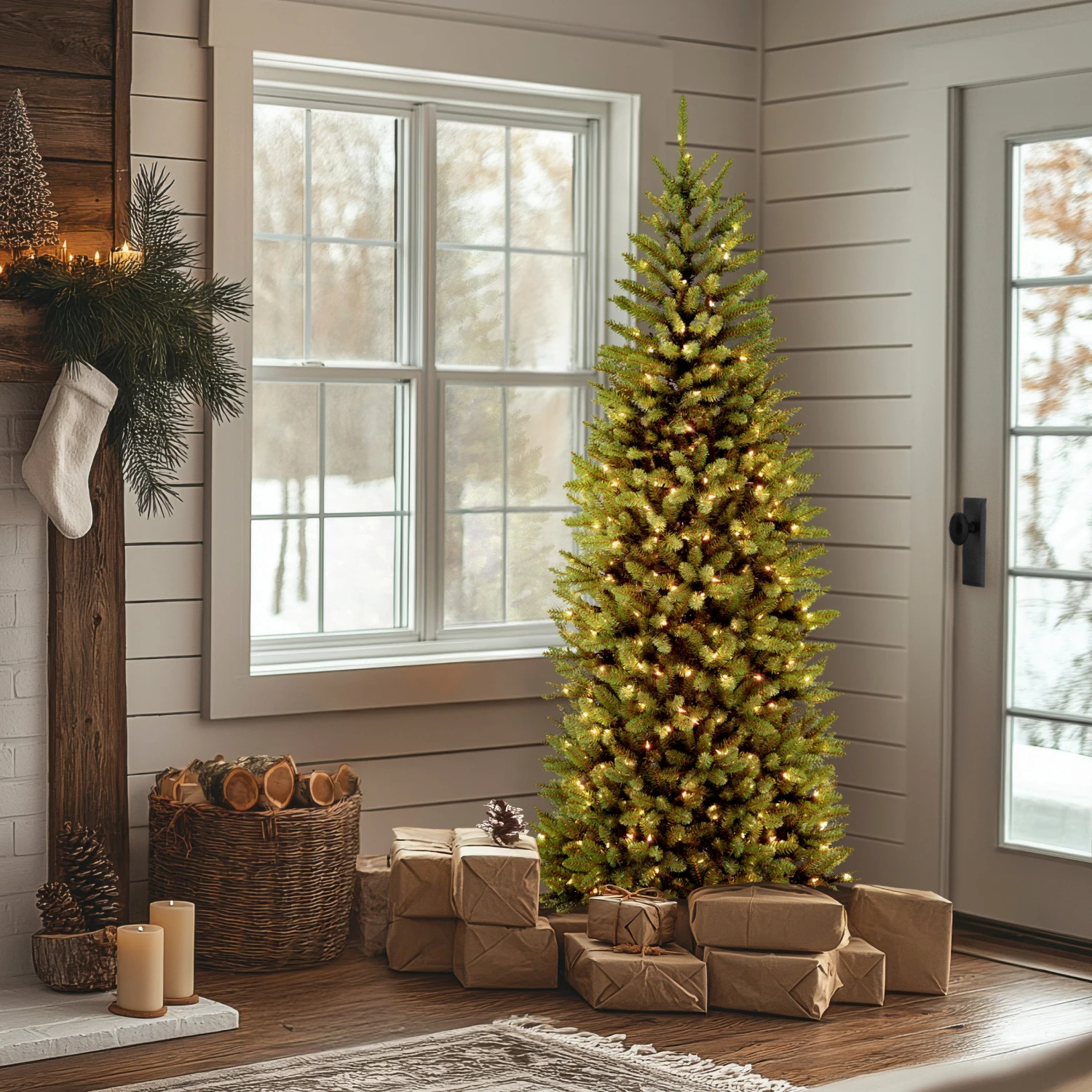 7.5 Ft. Pre-Lit Kingswood Fir Slim Tree With PowerConnect Dual Color LED Lights 2 7.5 Ft. Pre-Lit Kingswood Fir Slim Tree With PowerConnect Dual Color LED Lights - Image 2