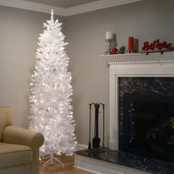 7 Ft. Pre-Lit Kingswood Fir White Pencil Tree With Clear Lights 14 7 Ft. Pre-Lit Kingswood Fir White Pencil Tree With Clear Lights -Christmas Trees Sales KWW7 300 70 2