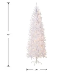 7 Ft. Pre-Lit Kingswood Fir White Pencil Tree With Clear Lights 12 7 Ft. Pre-Lit Kingswood Fir White Pencil Tree With Clear Lights -Christmas Trees Sales KWW7 300 70 Silo Dim