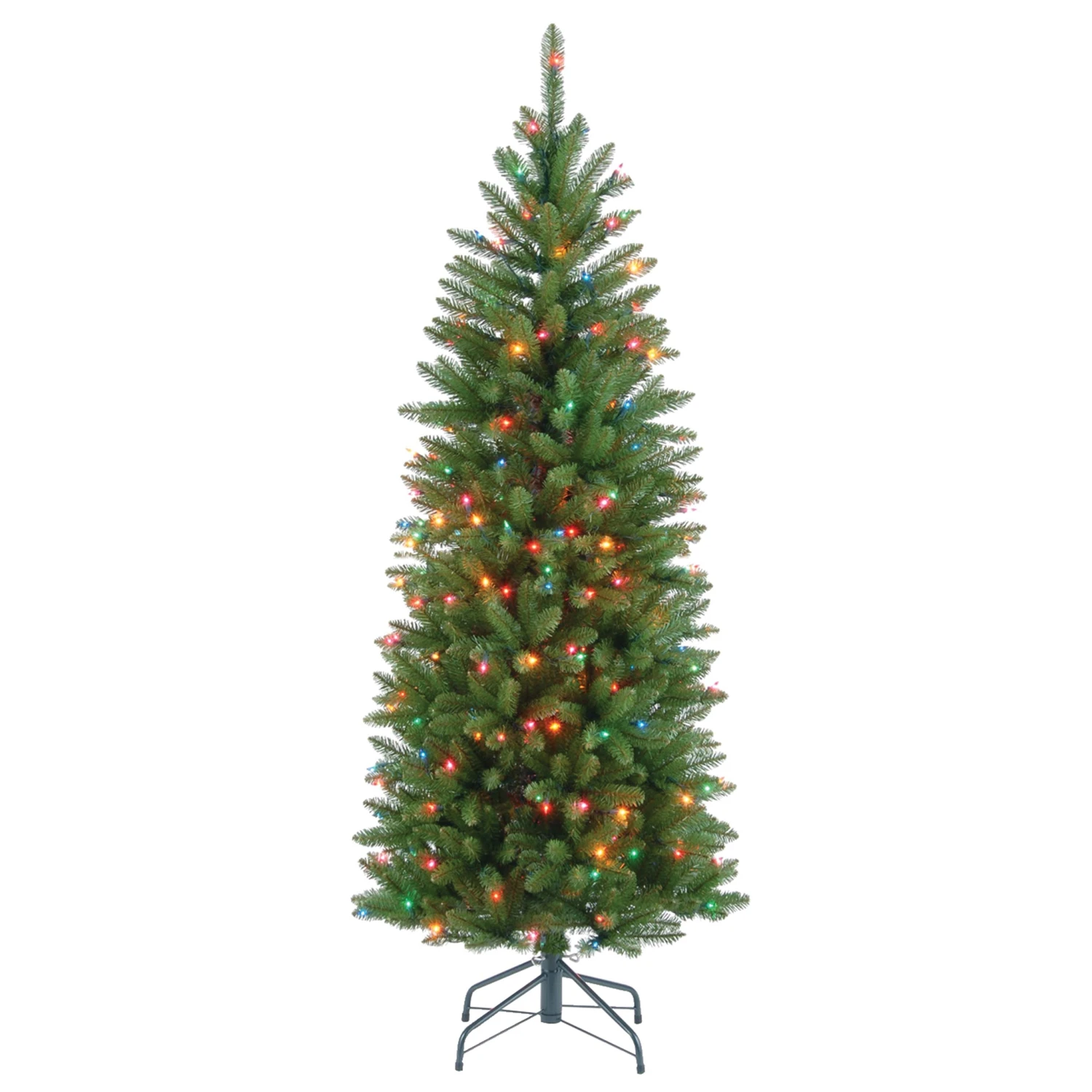 4.5 Ft. Pre-Lit Kingswood Fir Pencil Tree With Multicolor Lights 1 4.5 Ft. Pre-Lit Kingswood Fir Pencil Tree With Multicolor Lights
