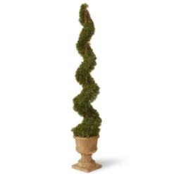 60 In. Upright Juniper Spiral Topiary Tree In A Decorative Urn