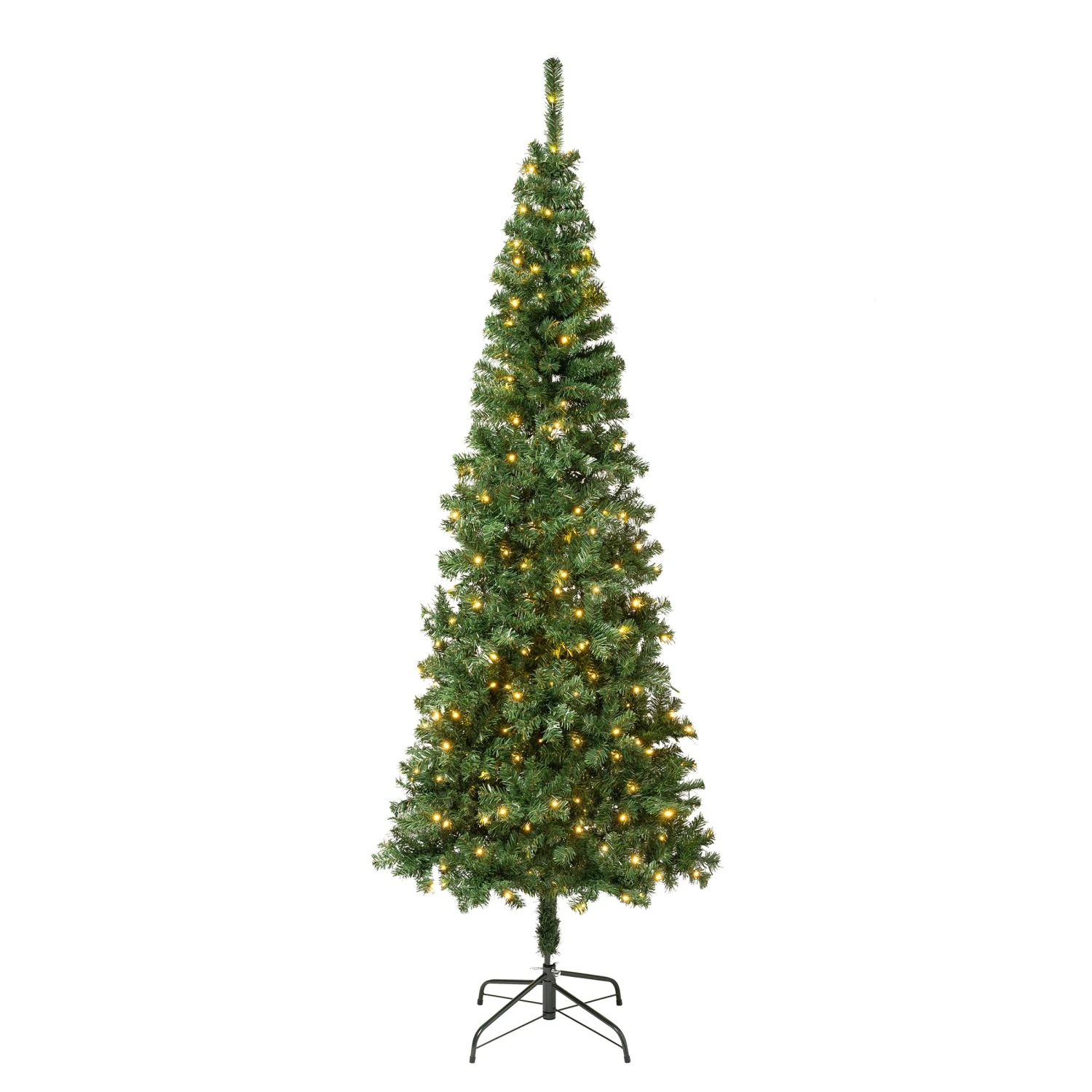 7.5 Ft. Pre-Lit Linden Spruce Slim Tree With LED Lights 1 7.5 Ft. Pre-Lit Linden Spruce Slim Tree With LED Lights
