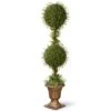 60 In. Mini Tea Leaf 2 Ball Topiary With Black In A Gold Urn